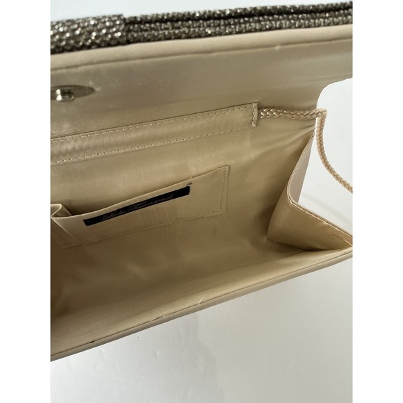Lulu Townsend Gold Satin Evening Clutch Purse Rope Strap Formal Bag - Picture 4 of 9